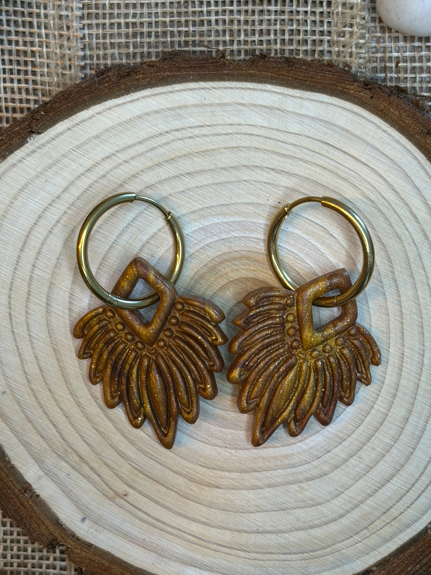 Pampille Apache marron or + créole dorée 20 mm
