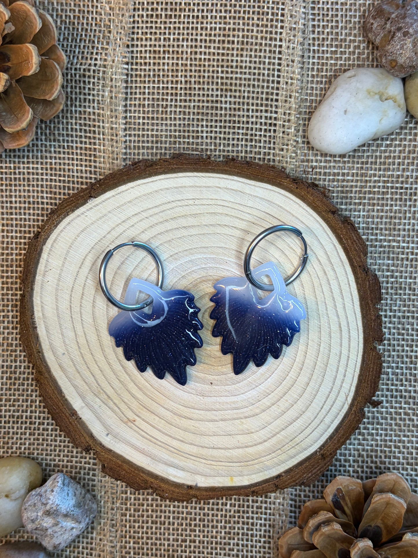 Pampille Apache dégradée bleue + créole argent 20 mm