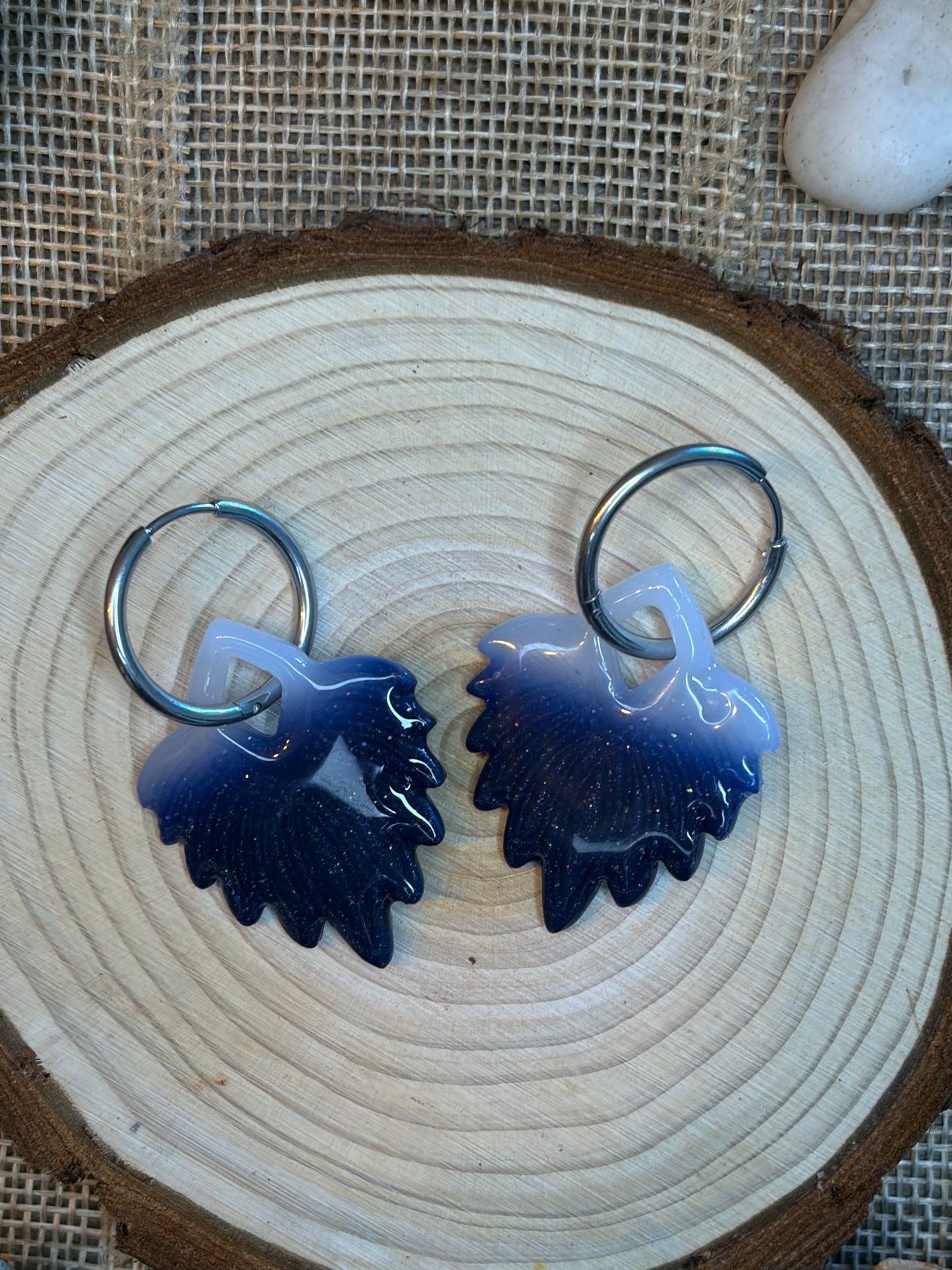 Pampille Apache dégradée bleue + créole argent 20 mm