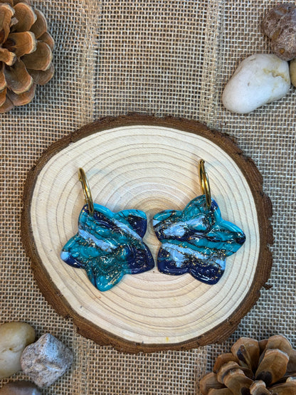 Pamille Anis bleues + créole dorée 14 mm