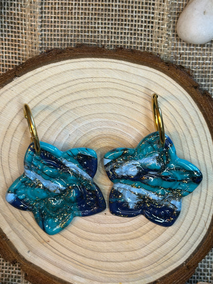 Pamille Anis bleues + créole dorée 14 mm