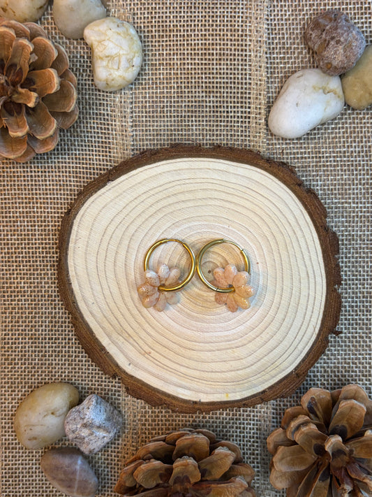 Pampille Dora beige rosé + créole dorée 20 mm