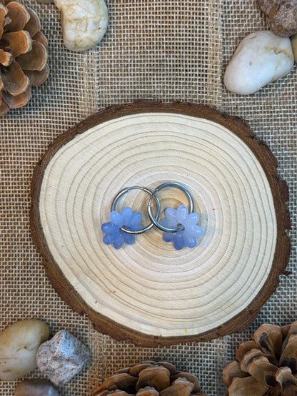Pampille Dora translucide bleue + créole argent 20 mm