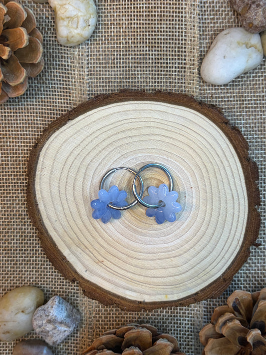Pampille Dora translucide bleue + créole argent 20 mm