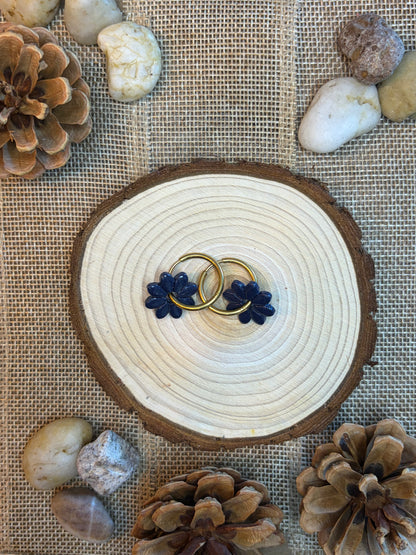 Pampille Dora bleu nuit pailleté + créole dorée 20 mm