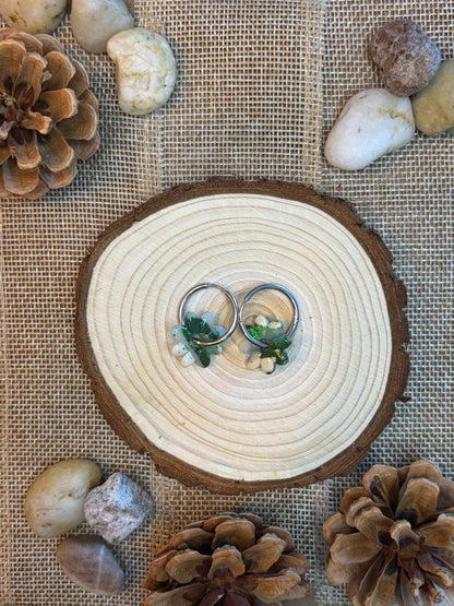 Pampille Dora vert beige + créole argent 20 mm
