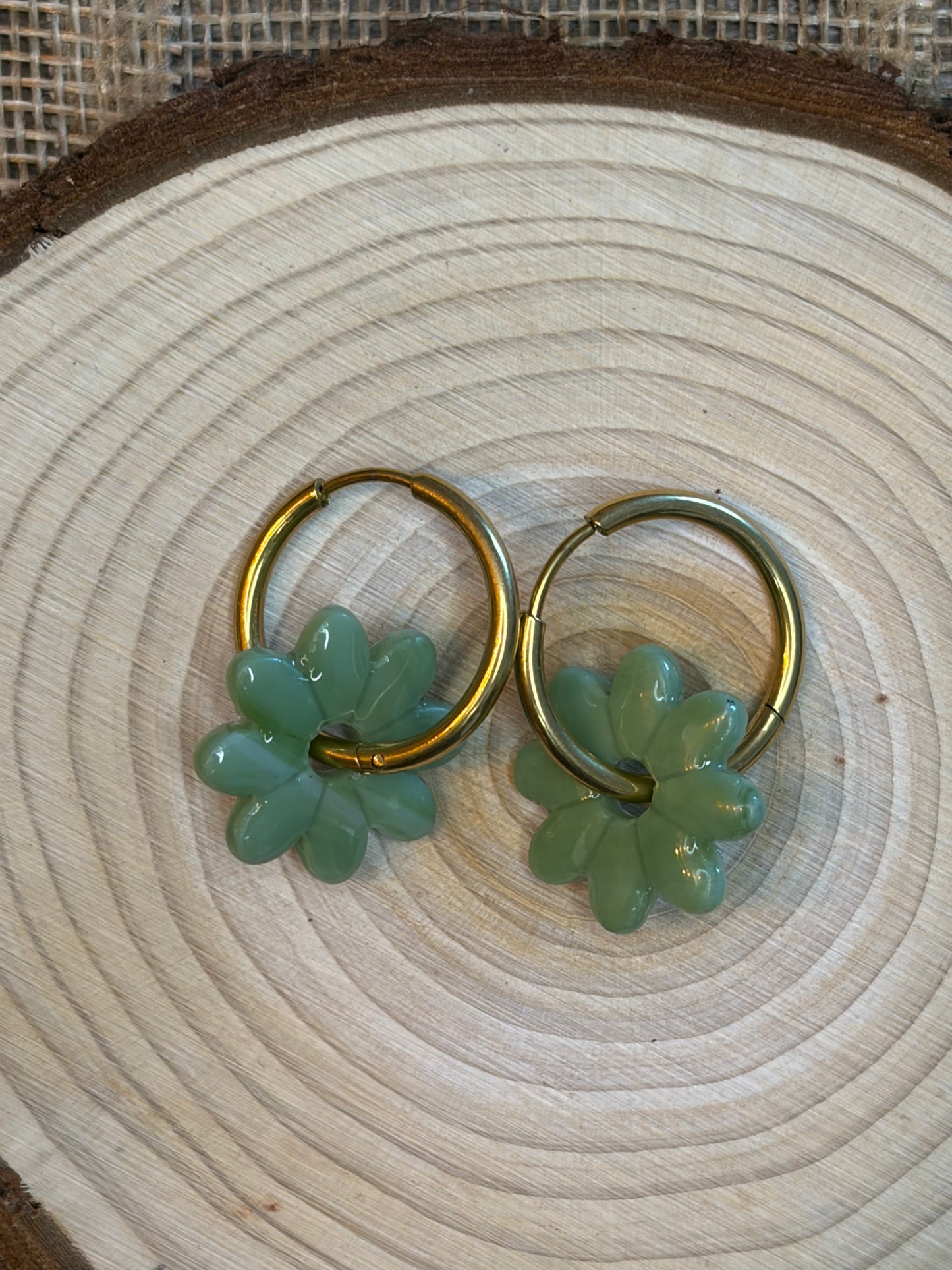 Pampille Dora vert d'eau + créole dorée 20 mm