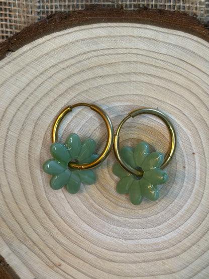 Pampille Dora vert d'eau + créole dorée 20 mm
