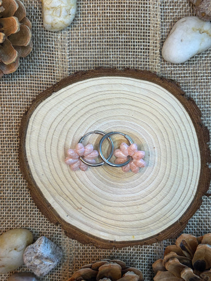 Pampille Dora rosé nacré + créole argent 20 mm