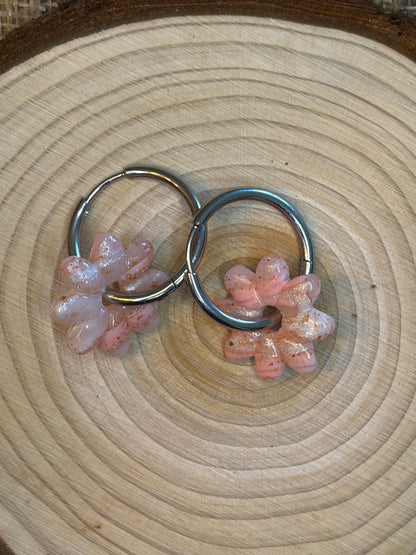 Pampille Dora rosé ambré + créole argent 20 mm