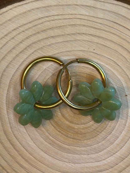 Pampille Dora vert d'eau + créole dorée 20 mm