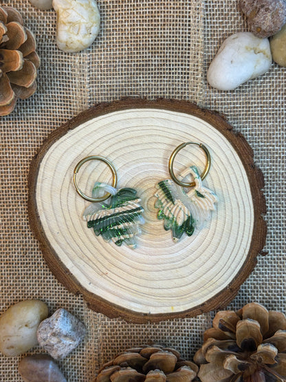 Pampille Apache verte beige + créole dorée 20 mm