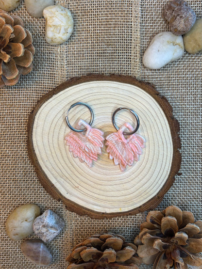 Pampille Apache rosé nacré + créole argent 20 mm