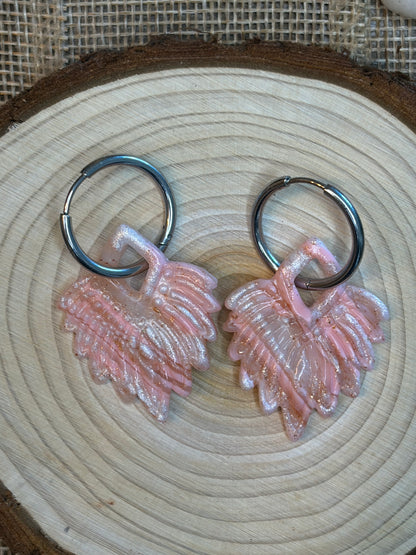 Pampille Apache rosé nacré + créole argent 20 mm