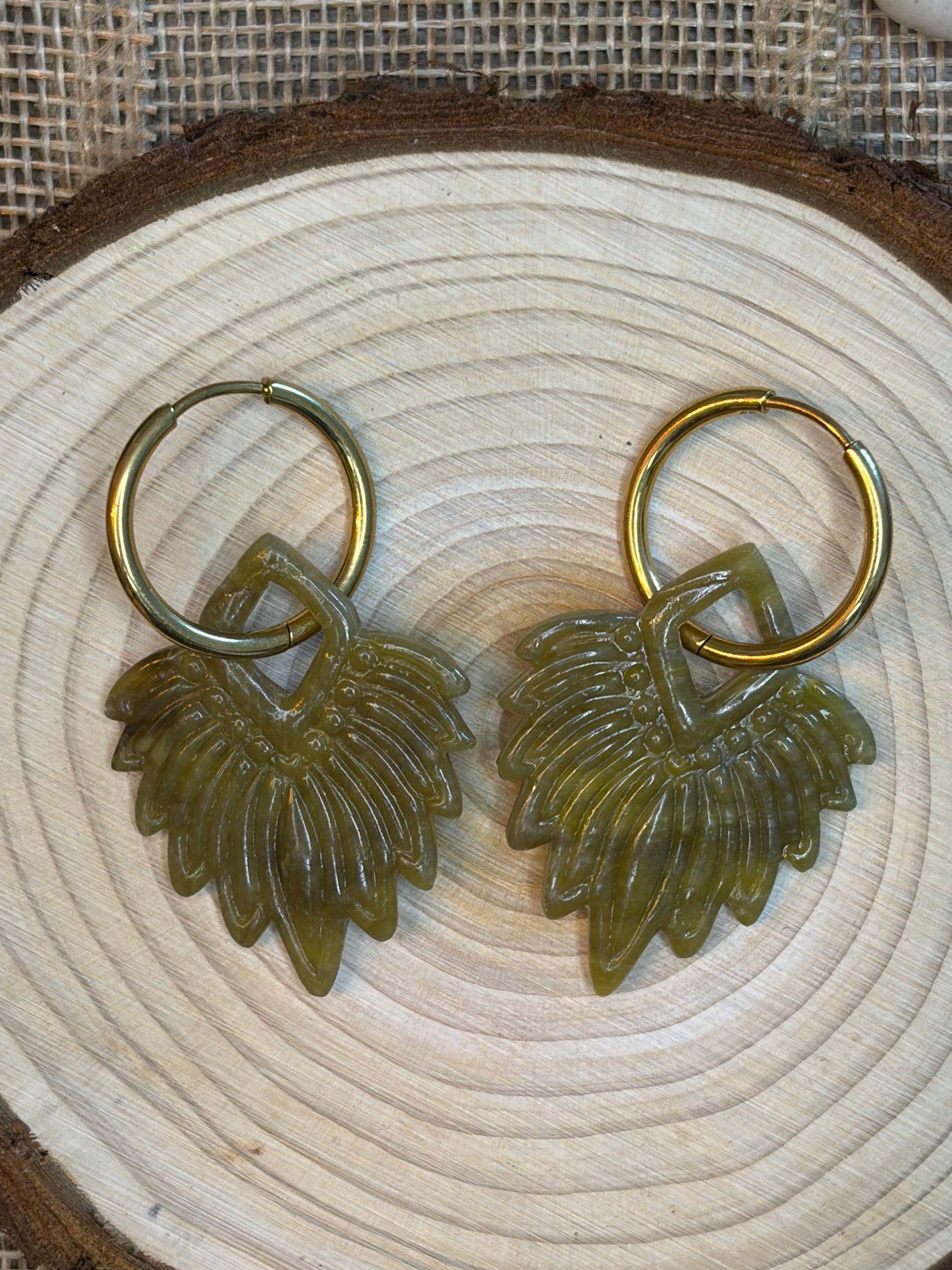 Pampille Apache kaki + créole dorée 20 mm