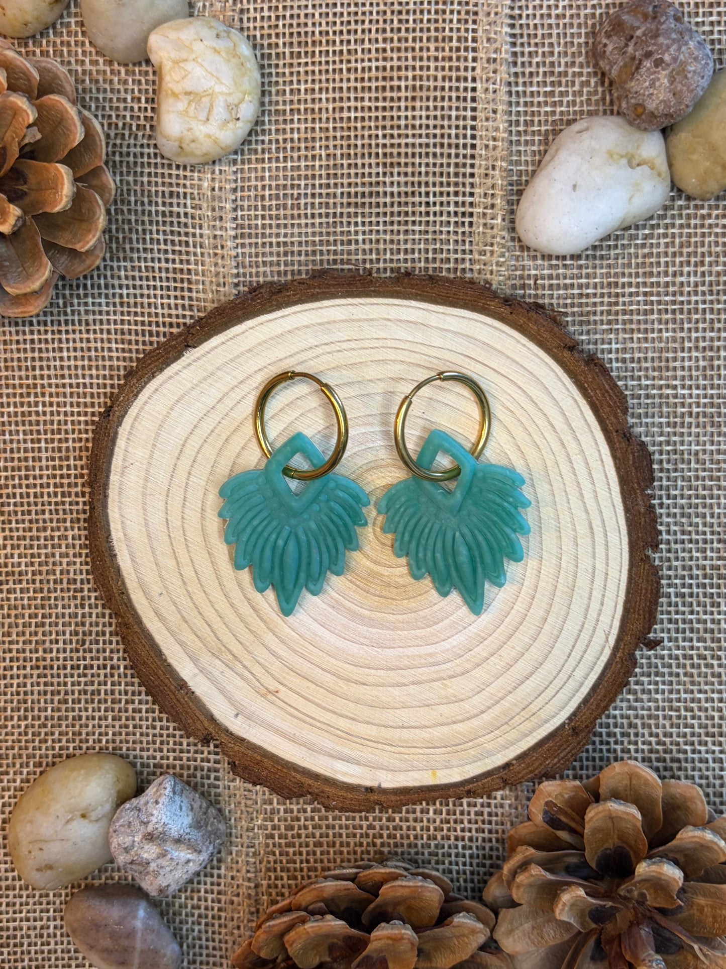 Pampille Apache turquoise + créole dorée 20 mm