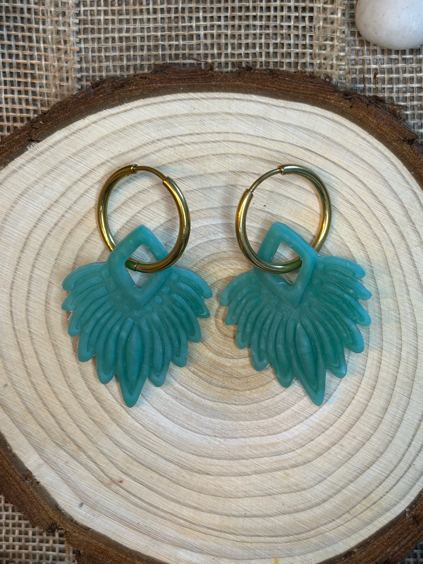 Pampille Apache turquoise + créole dorée 20 mm