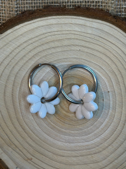 Pampille Dora blanche + créole argent 20 mm