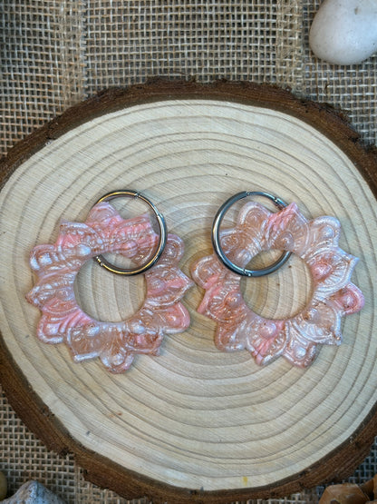 Pampille Navajos rosé nacré + créole argent 20 mm