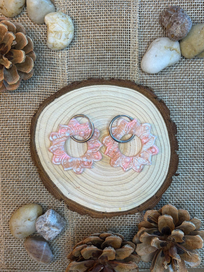 Pampille Navajos rosé nacré + créole argent 20 mm