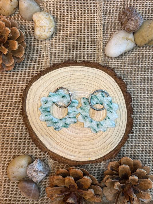 Pampille Navajos vert ambré + créole argent 20 mm