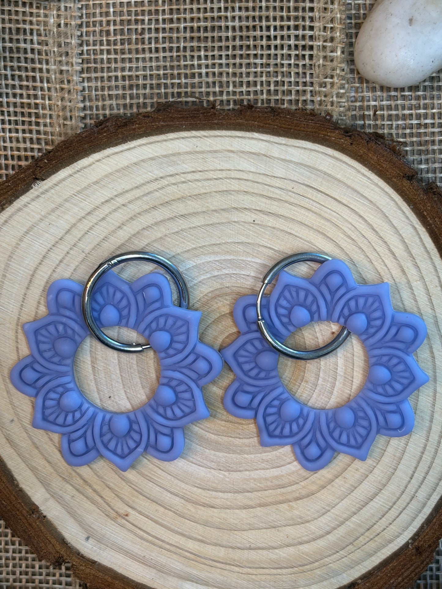 Pampille Navajos bleu clair + créole argent 20 mm