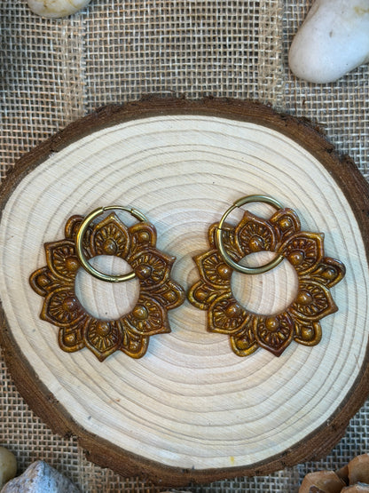 Pampille Navajos marron or + créole dorée 20 mm