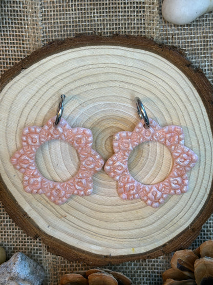 Pampille Doli rosé nacré + créole argent 14 mm