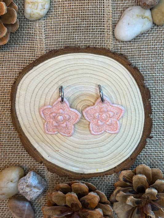 Pampille Anis rosé nacré + créole argent 14 mm