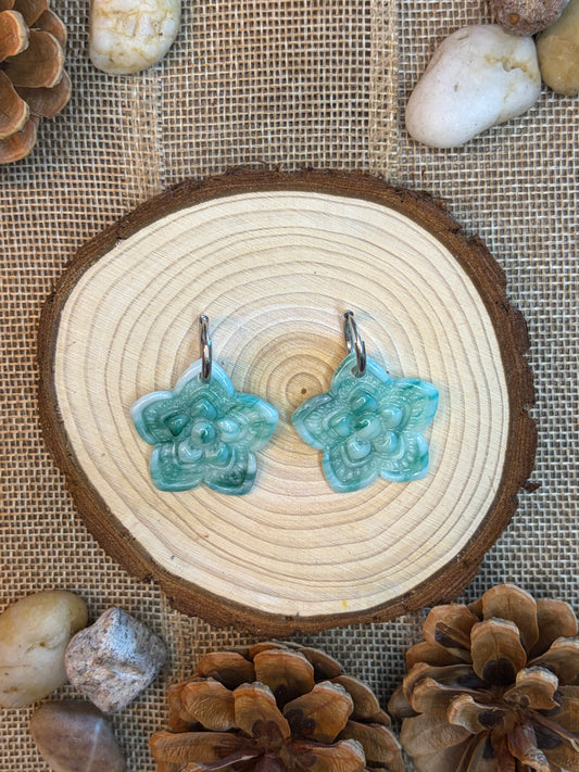 Pampille Anis vert ambré + créole argent 14 mm