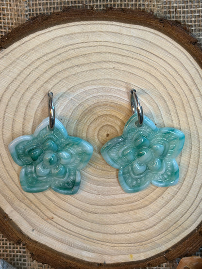 Pampille Anis vert ambré + créole argent 14 mm