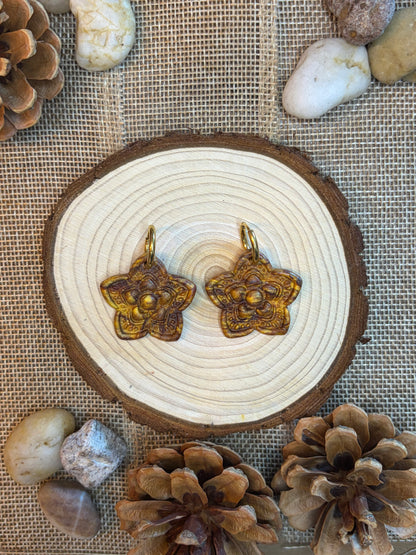 Pampille Anis brune + créole dorée 14 mm