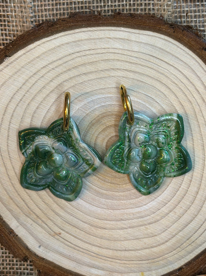 Pampille Anis verte + créole dorée 14 mm